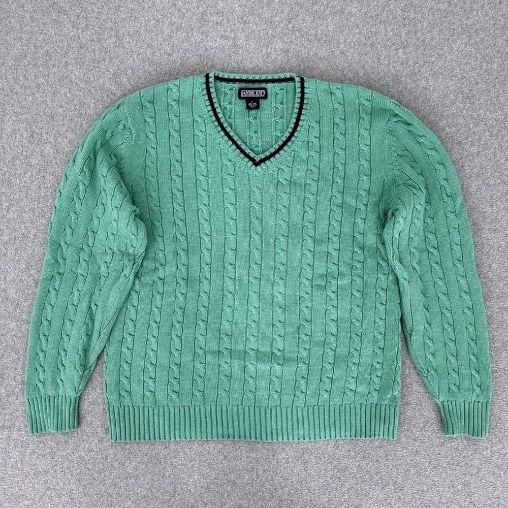 Vtg Lands End Sweater Men Large Cricket‎ Preppy Academia Tennis Japan Wimbledon
